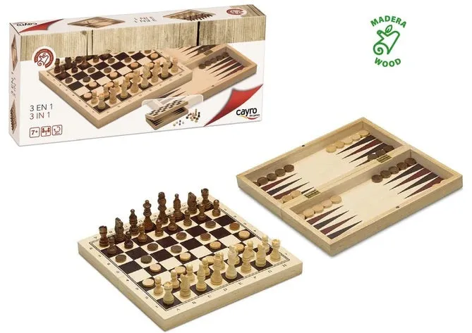 3-in-1 Holzbrettspiel