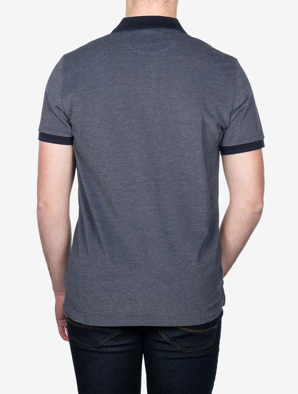 4-Farben Oxford Kurzarm Piqué Polo Persisch Blau