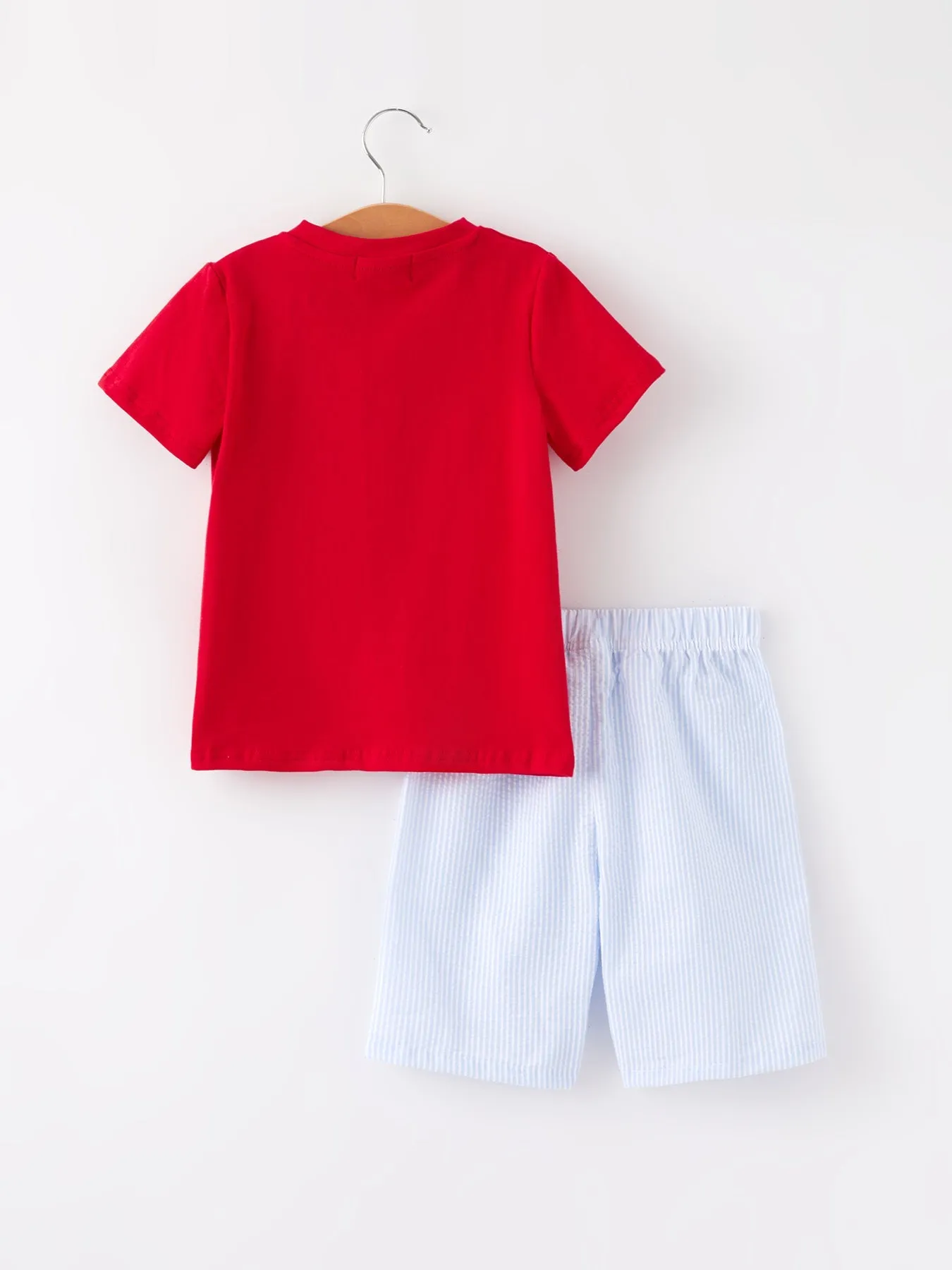 4. Juli Stern Stickerei Smocking Jungen Set