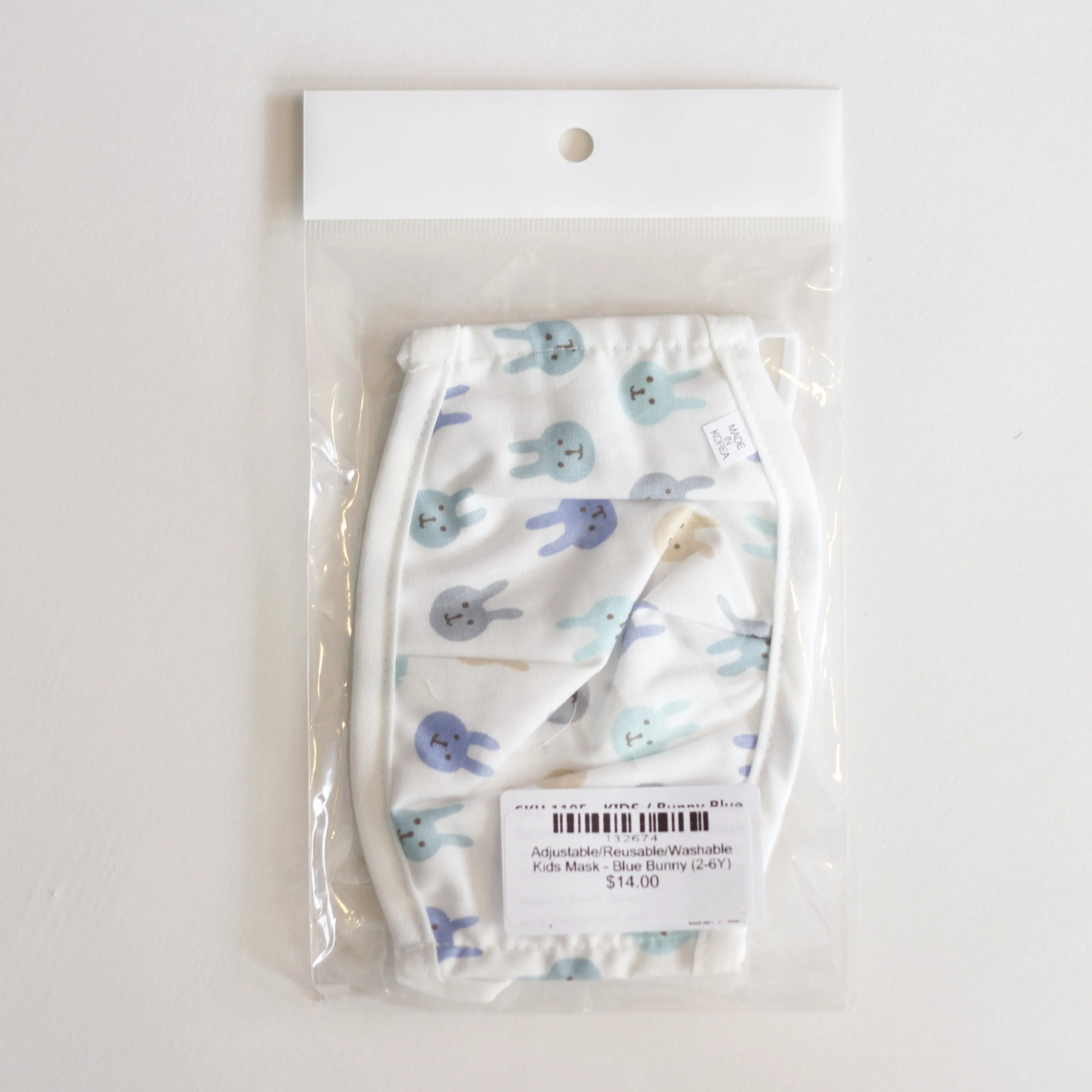 Verstellbare/Wiederverwendbare/Waschbare Kindermaske - Blue Bunny (2-6J)