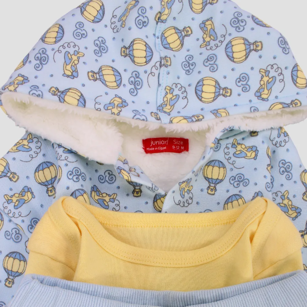 Aerospace Langarm-Fleece-Kapuzenschlafanzug 3-teilig