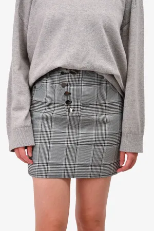 Alexander Wang Grey Check Giant Silver Buttoned Skirt Size M