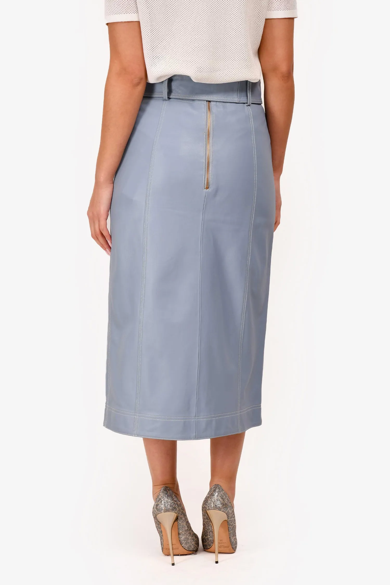 Alice McCall Blauer Leder-Midi-Rock Größe 6