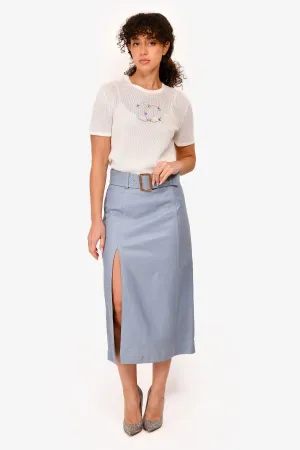 Alice McCall Blue Leather Midi Skirt Size 6