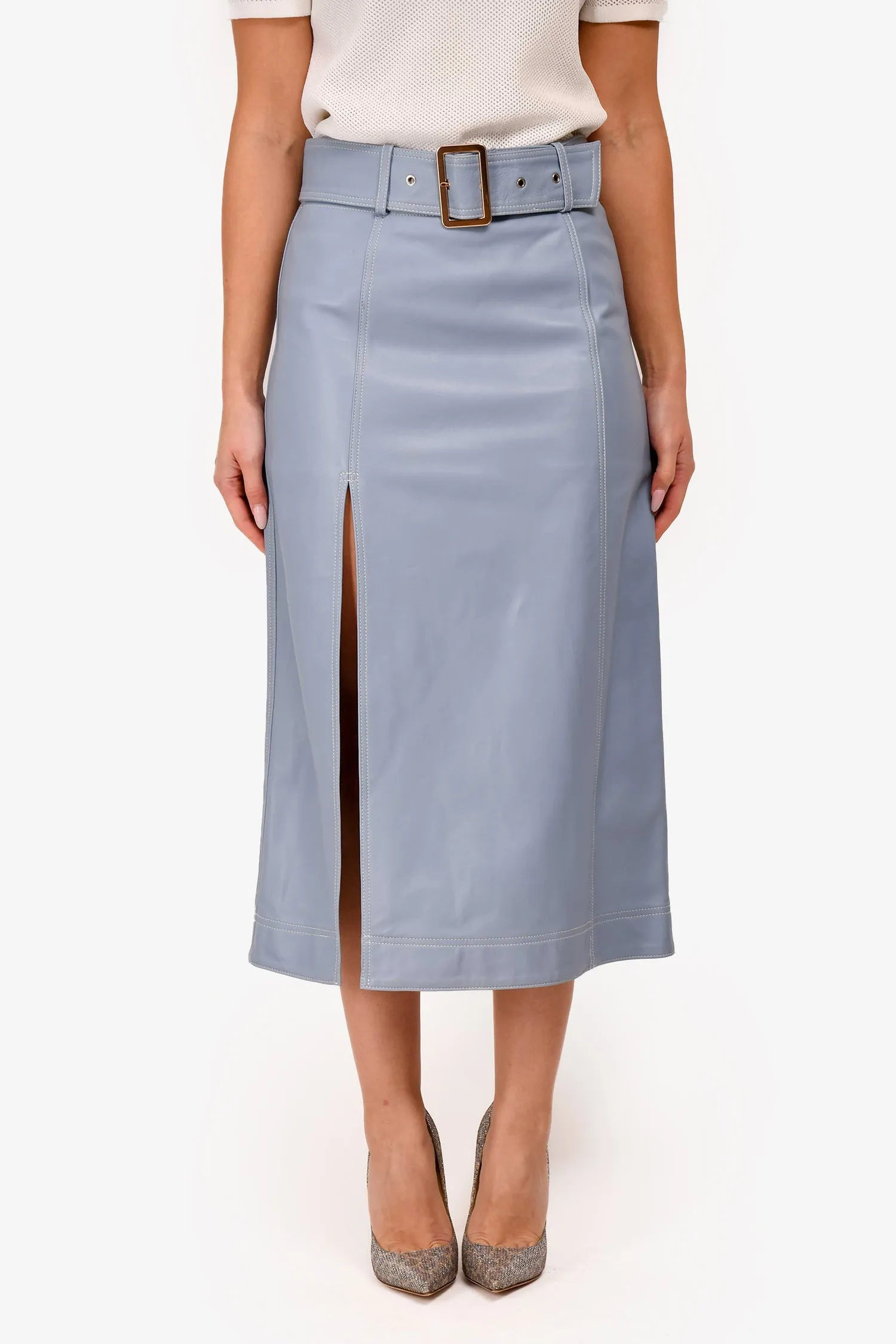 Alice McCall Blauer Leder-Midi-Rock Größe 6