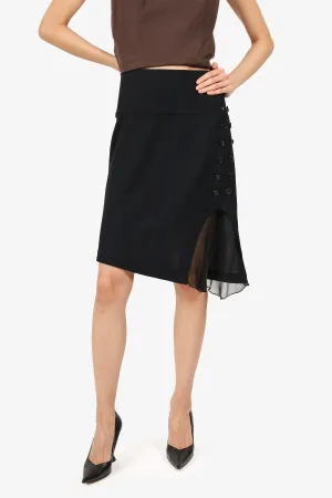 Ann Demeulemeester Black Wool Button Detail Skirt Size 42