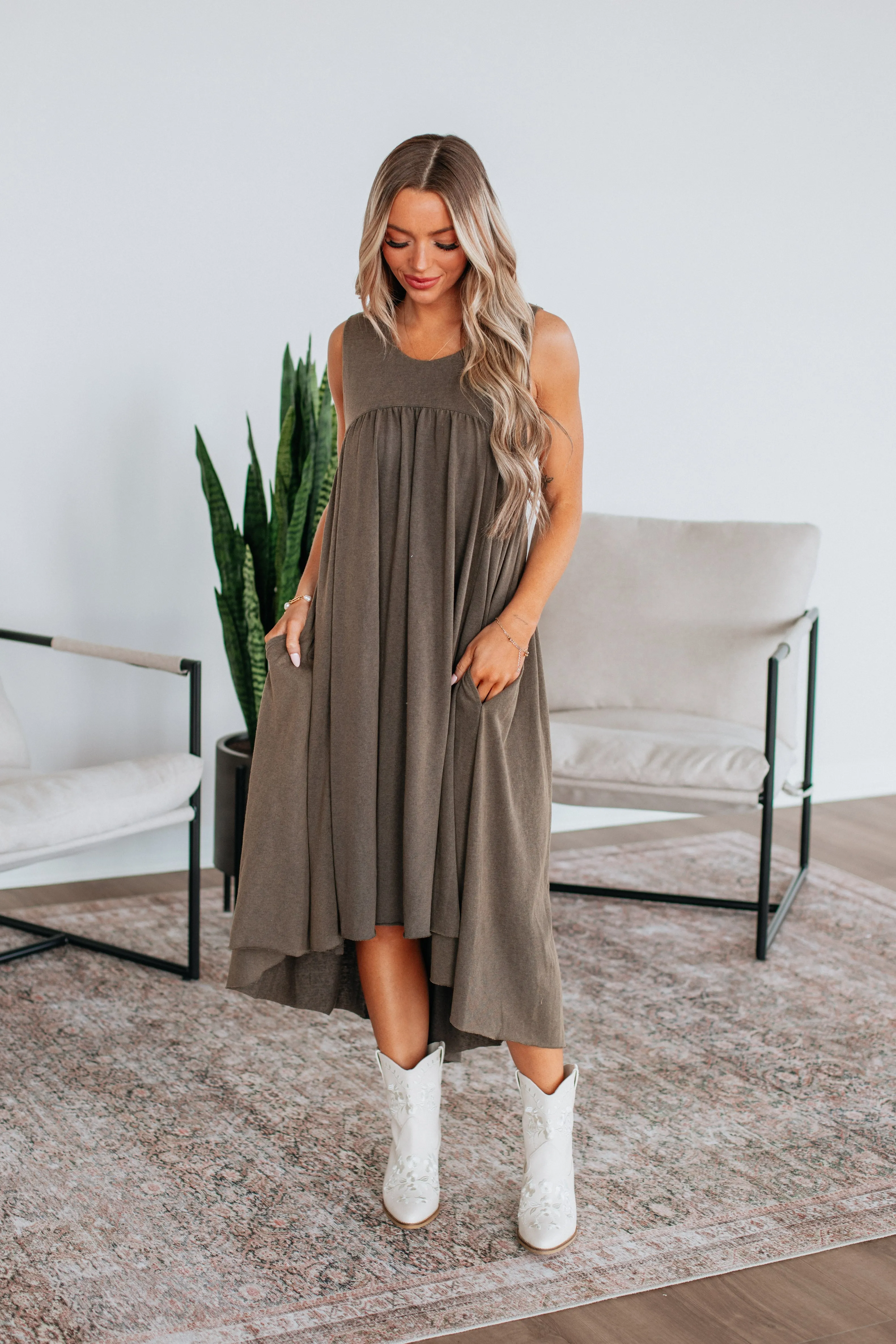 Ariella Midi-Kleid - Aschgrau