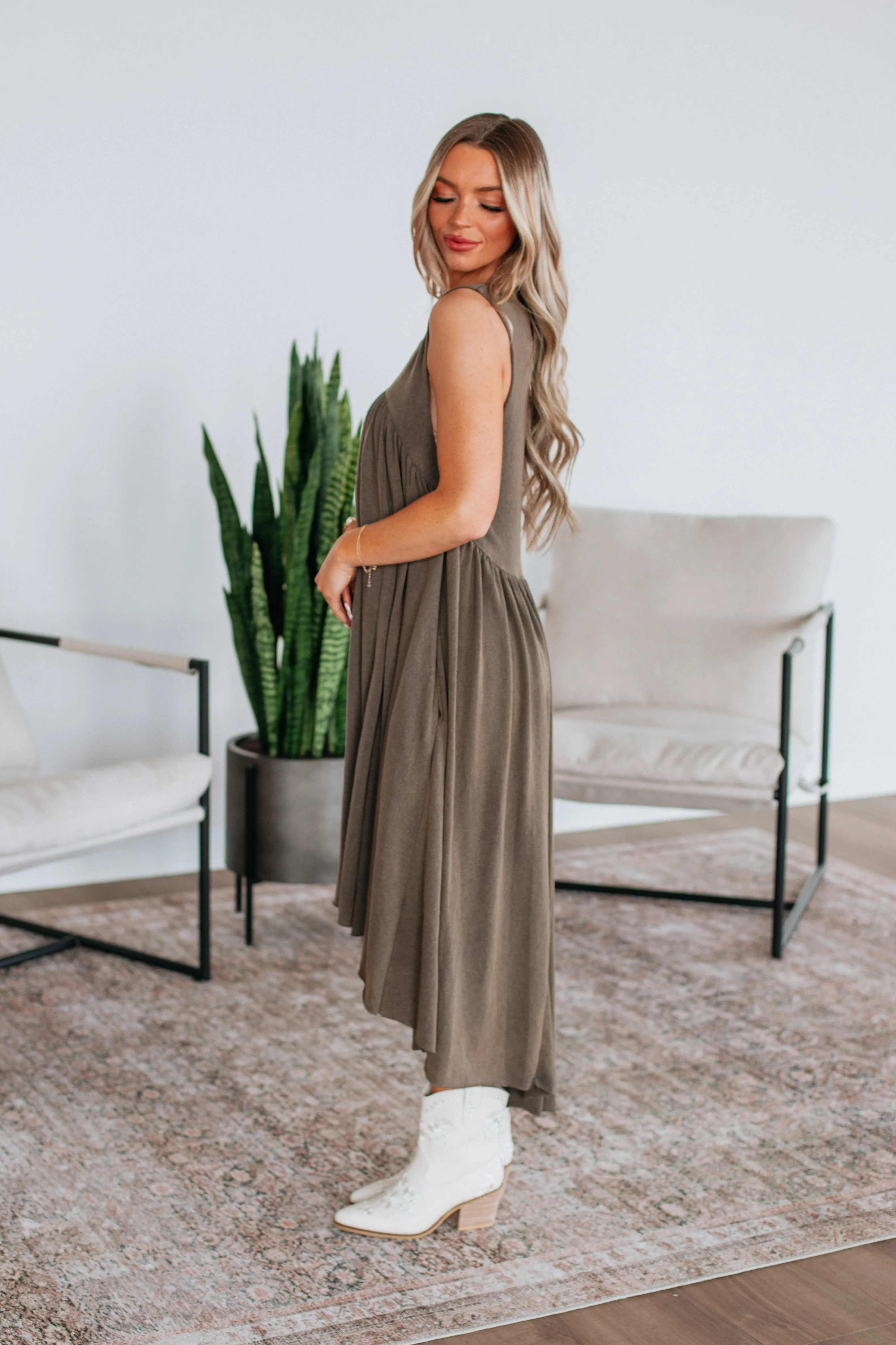Ariella Midi-Kleid - Aschgrau