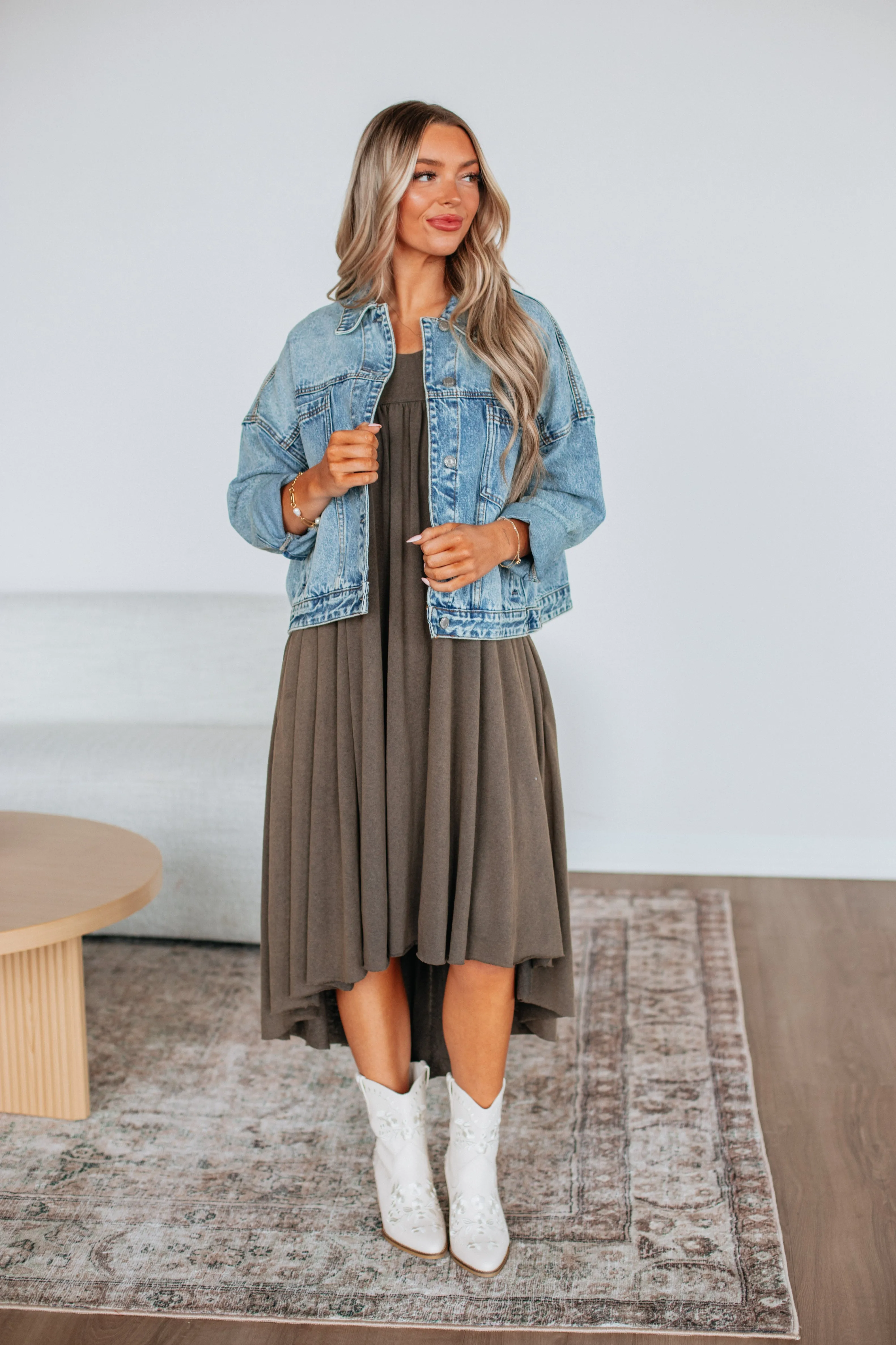 Ariella Midi-Kleid - Aschgrau