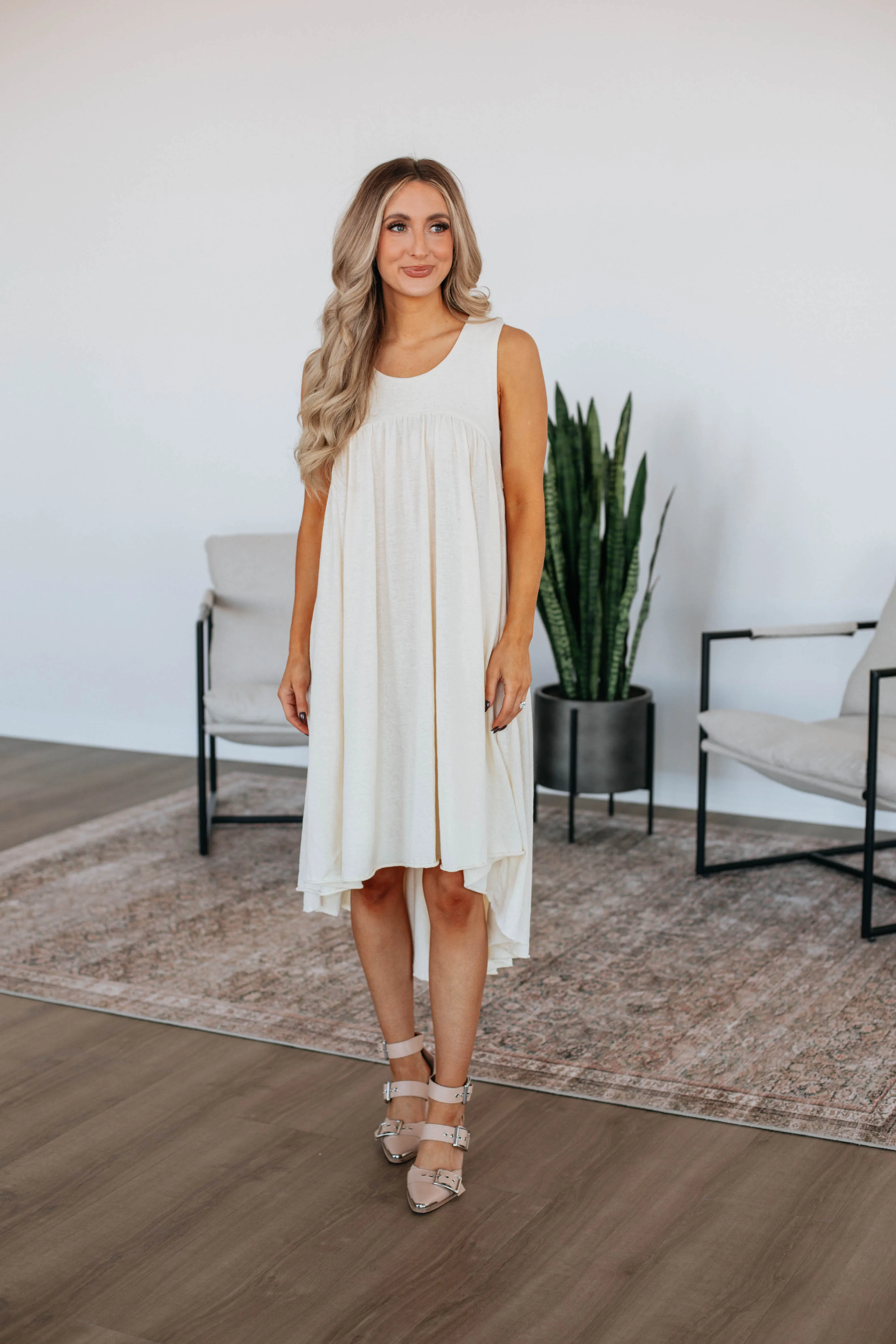 Ariella Midi-Kleid - Natur