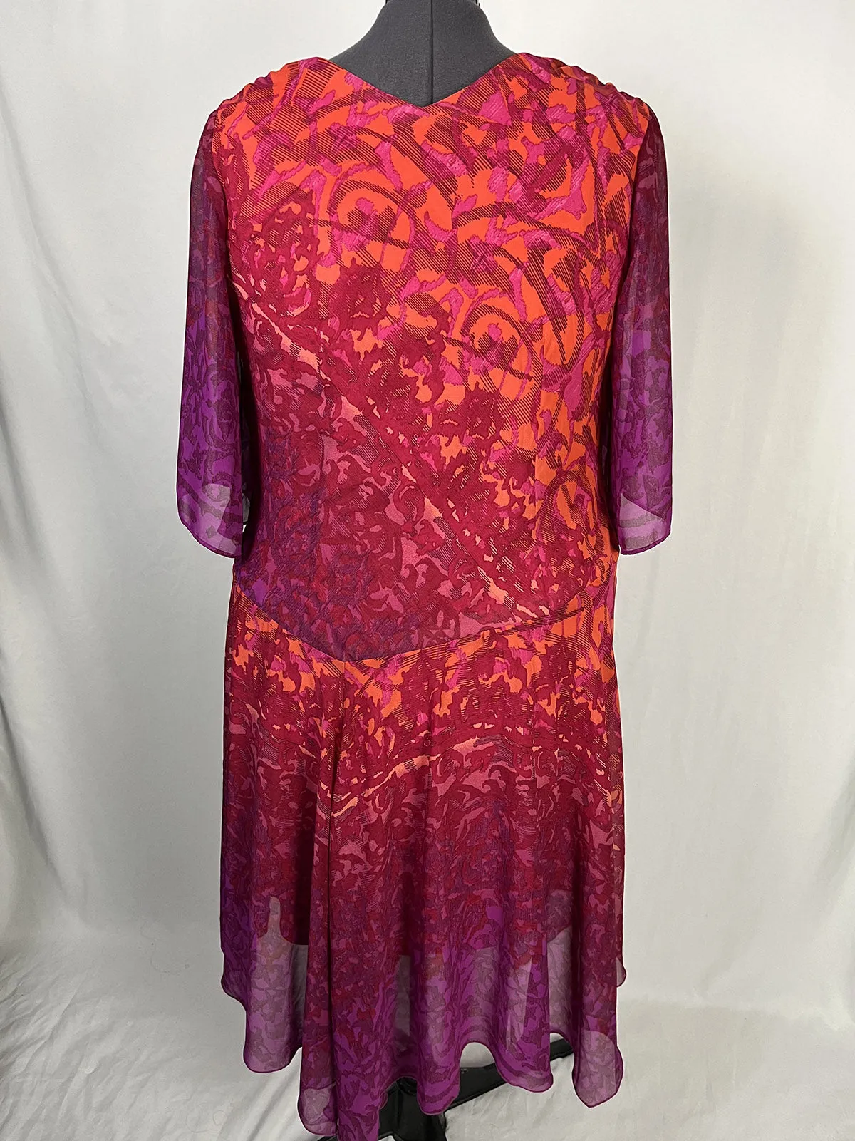 Ashro Größe 20 Rosa & Orange abstraktes Blumenkleid