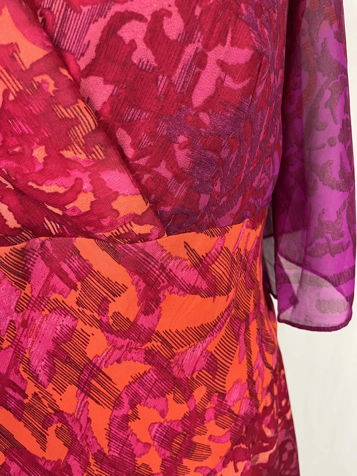 Ashro Größe 20 Rosa & Orange abstraktes Blumenkleid