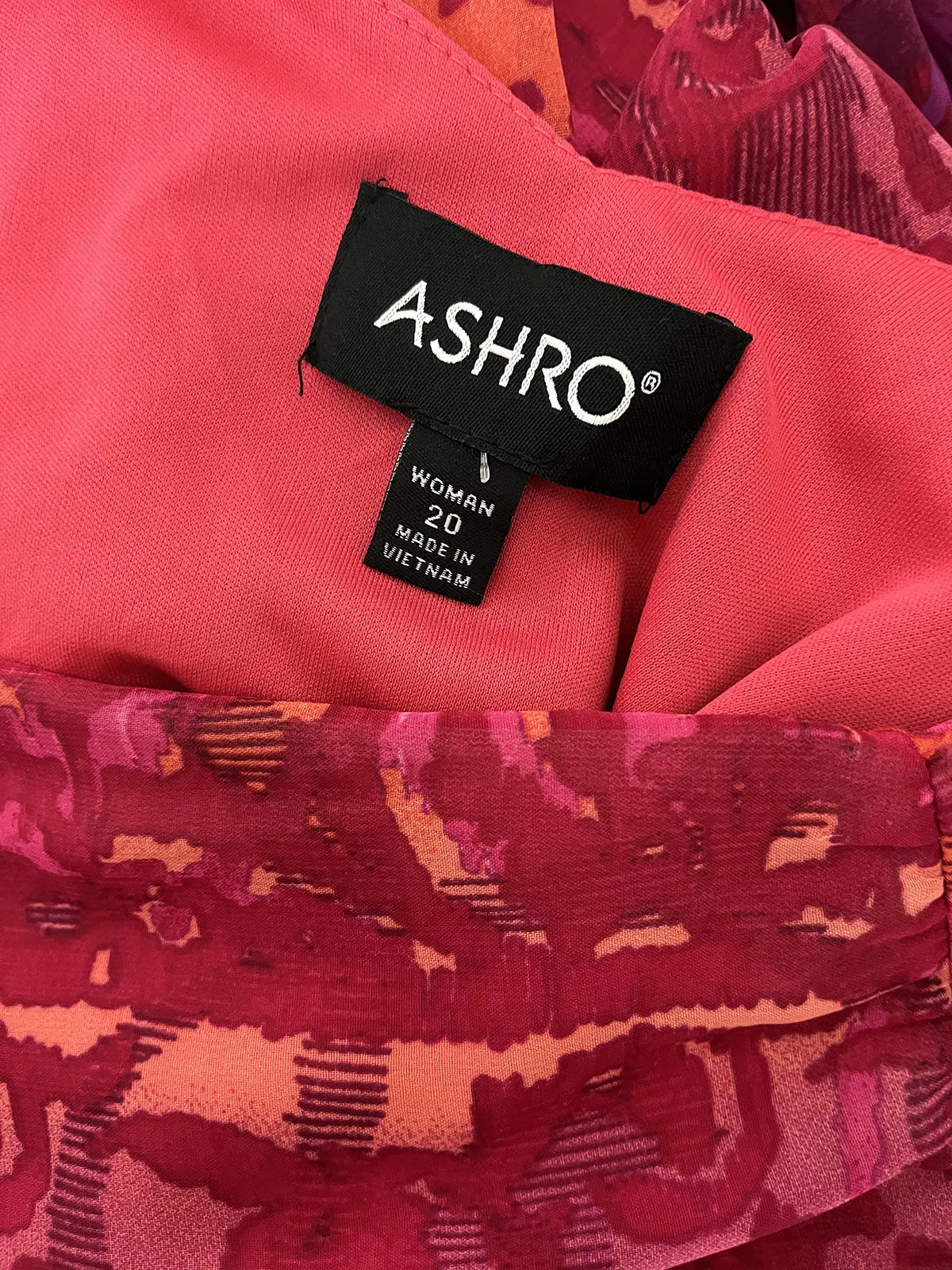 Ashro Größe 20 Rosa & Orange abstraktes Blumenkleid