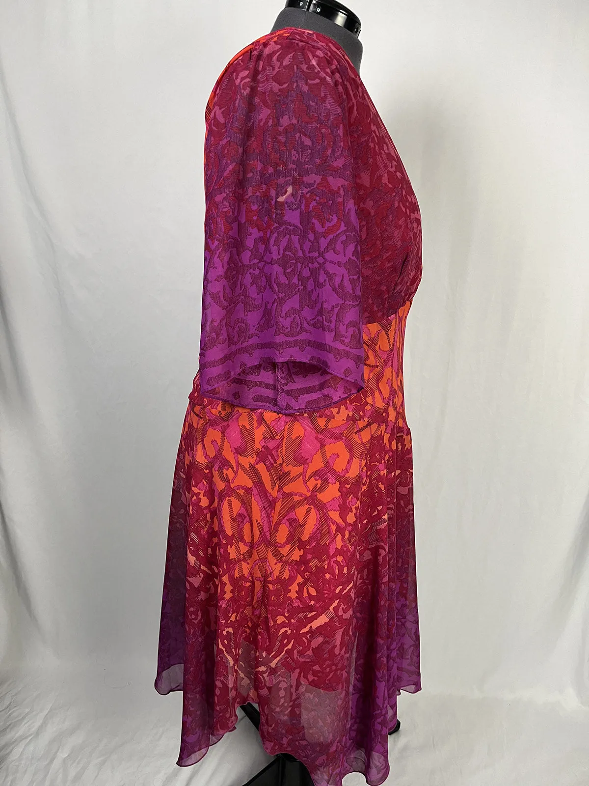 Ashro Größe 20 Rosa & Orange abstraktes Blumenkleid