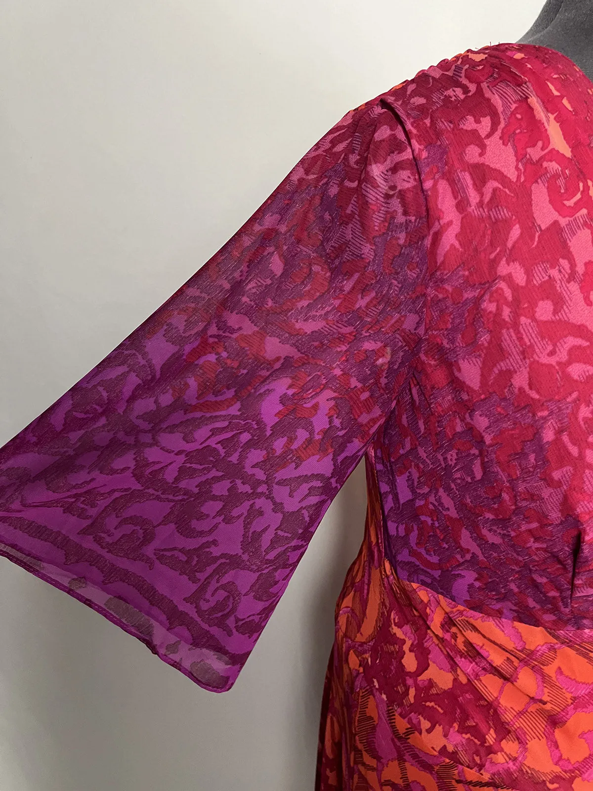 Ashro Größe 20 Rosa & Orange abstraktes Blumenkleid