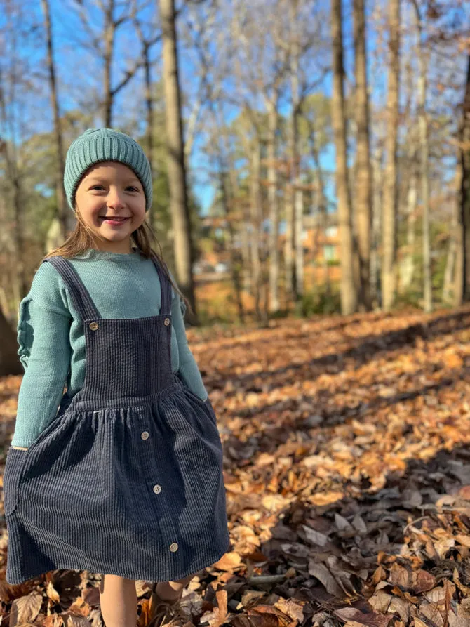 Herbst-Schürzenkleid - Kohleblau von Vignette - SCHLUSSVERKAUF