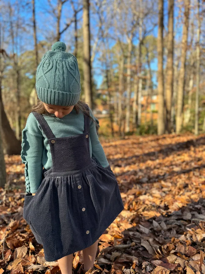 Herbst-Schürzenkleid - Kohleblau von Vignette - SCHLUSSVERKAUF