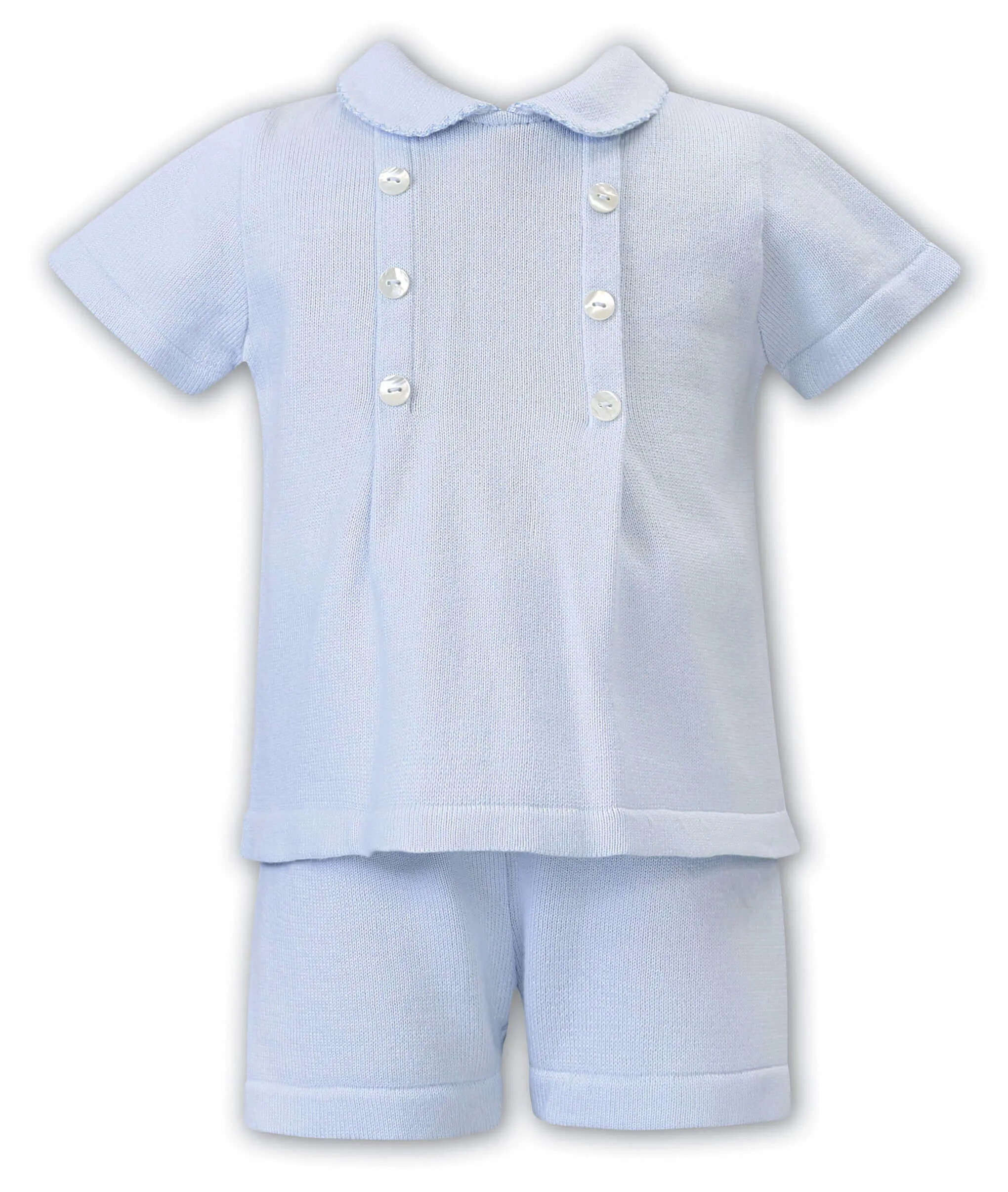 Baby Boys Blaues Baumwoll-Strick 2-teiliges Shorts-Set