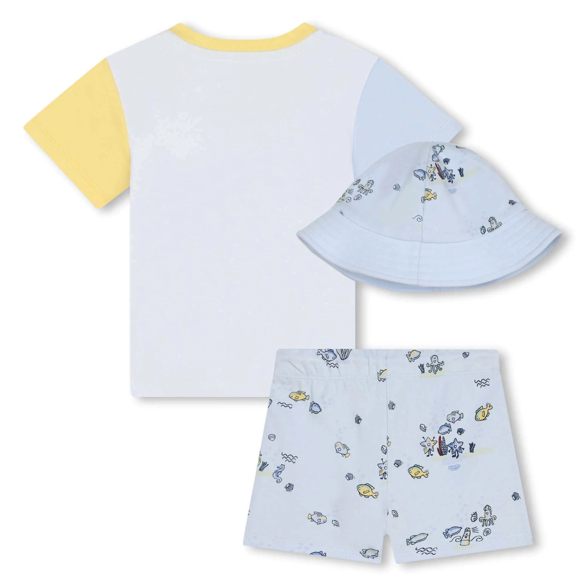 Baby Boys Blaues Meerestier-Kurzarm-Shorts & Hut-Set