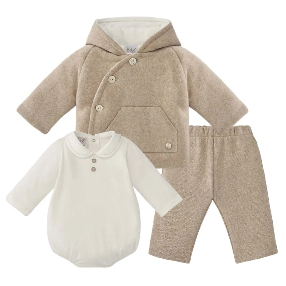 Braun Beige 3-teiliges Set für Babyjungen