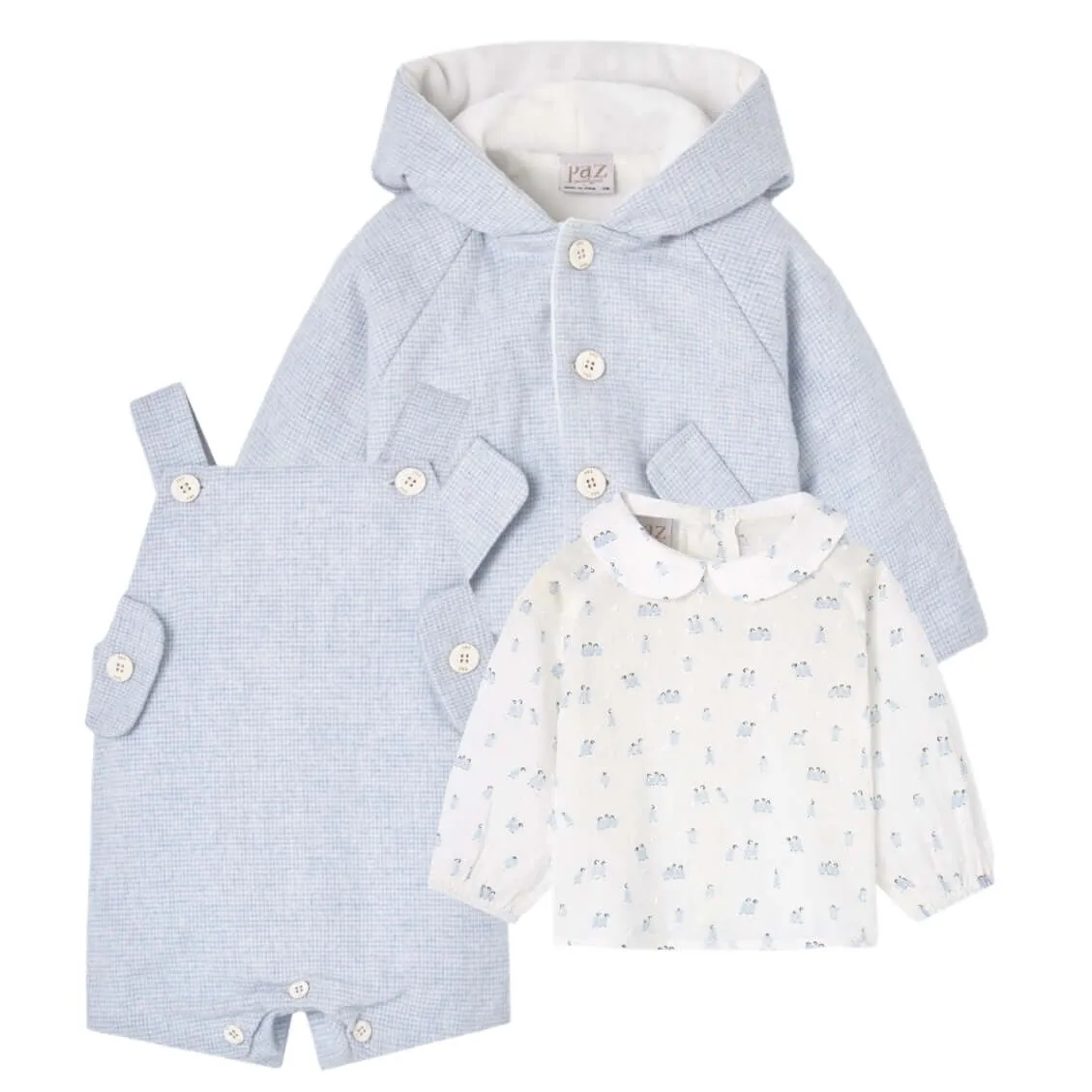 3-teiliges Set in Kreideblau für Babyjungen