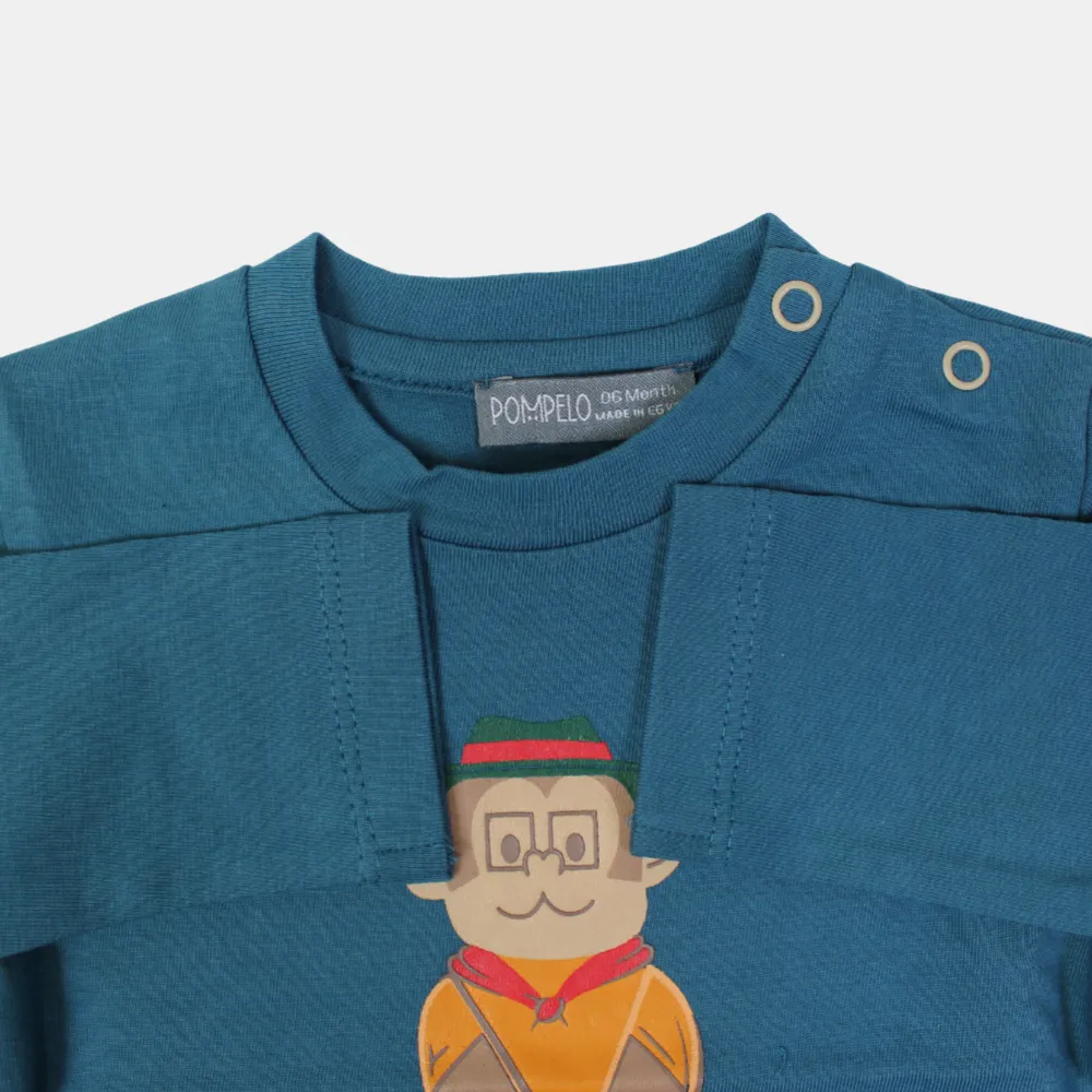 Baby Boys' Baumwoll Langarm T-Shirt – Petrol
