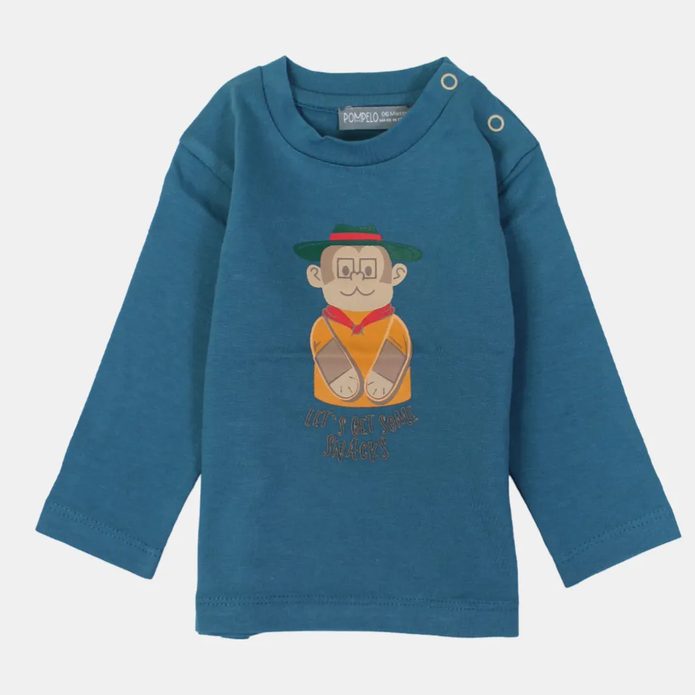Baby Boys' Baumwoll Langarm T-Shirt – Petrol