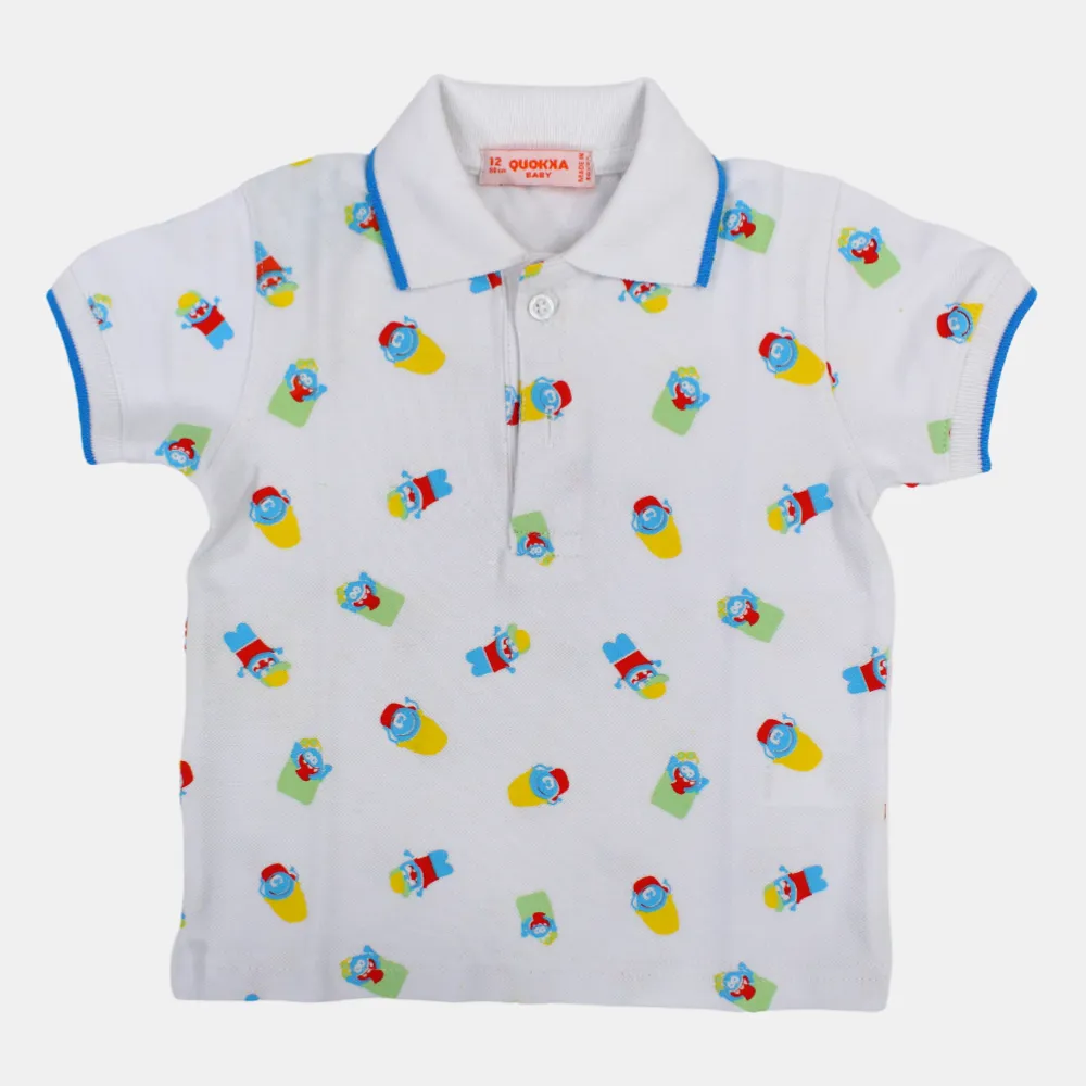 Baby Boys Baumwoll-Kurzarm-Polohemd mit lustigem Design
