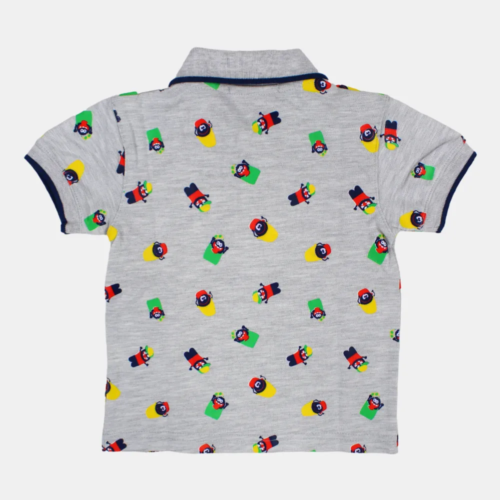 Baby Boys Baumwoll-Kurzarm-Polohemd mit lustigem Design