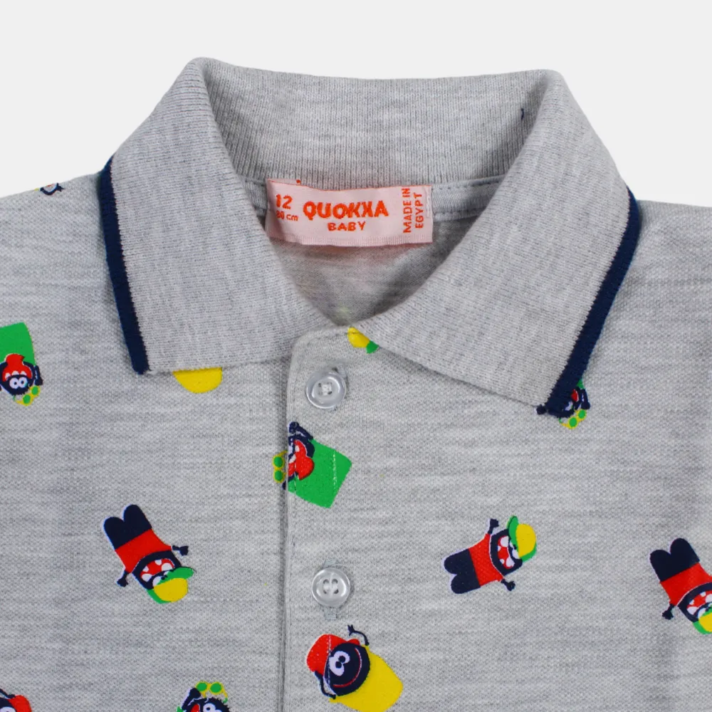 Baby Boys Baumwoll-Kurzarm-Polohemd mit lustigem Design