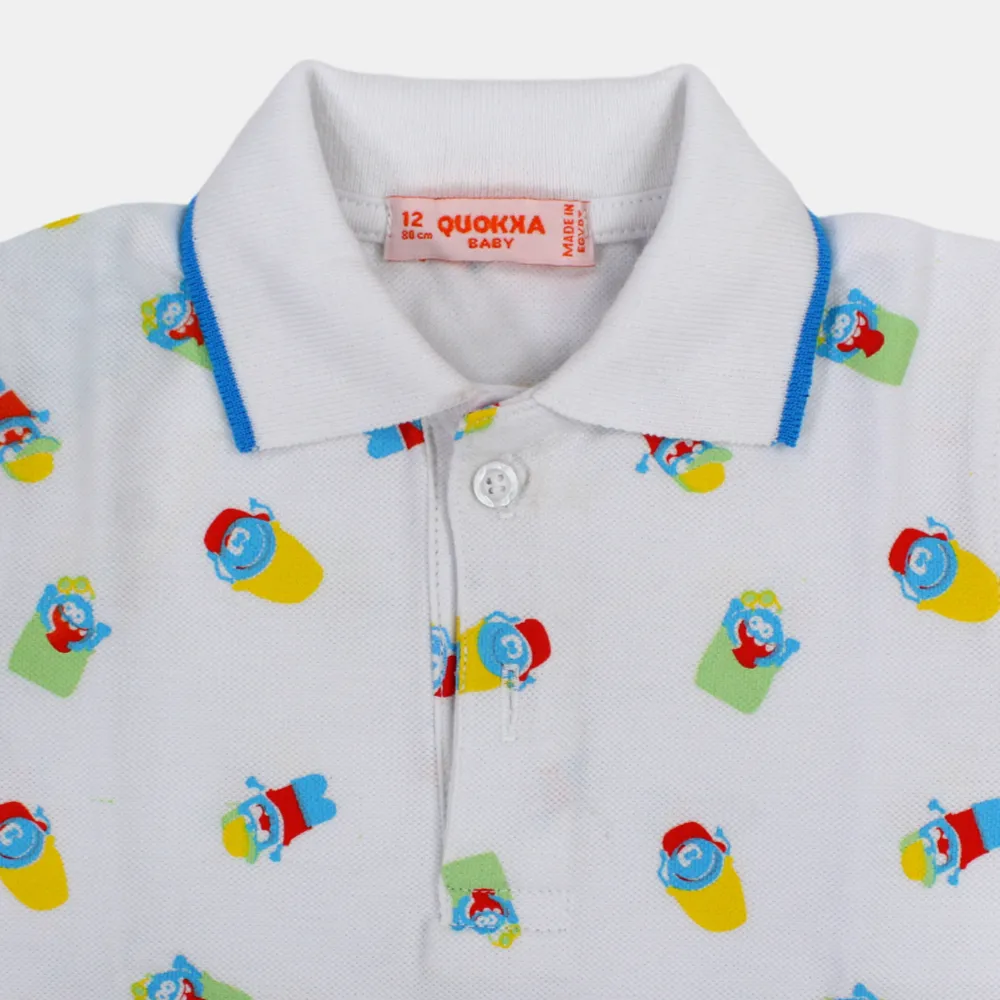 Baby Boys Baumwoll-Kurzarm-Polohemd mit lustigem Design
