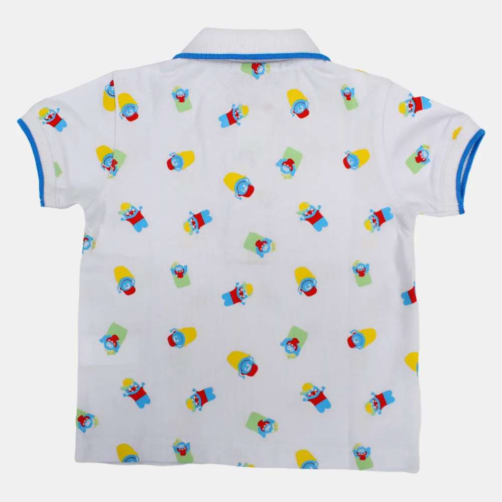 Baby Boys Baumwoll-Kurzarm-Polohemd mit lustigem Design