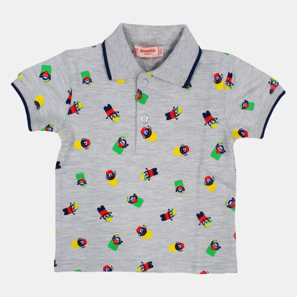 Baby Boys Baumwoll-Kurzarm-Polohemd mit lustigem Design