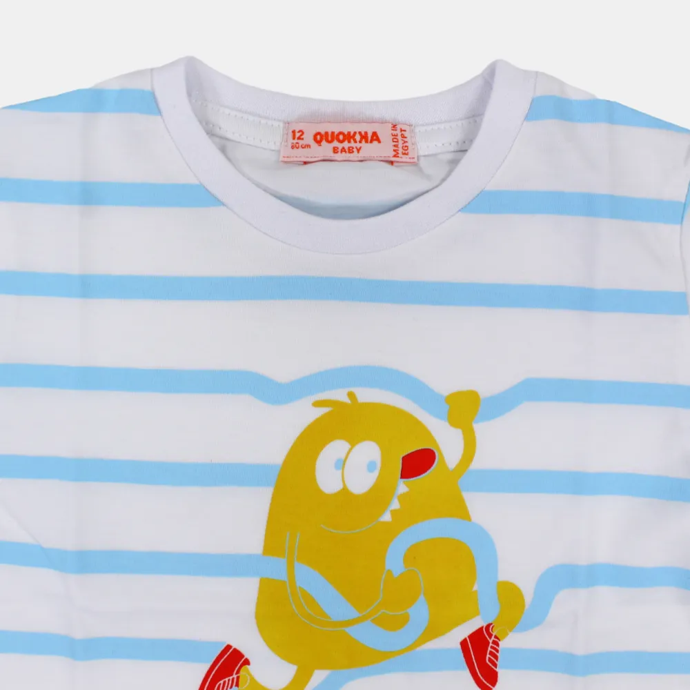 Baby Boys Baumwoll-Streifen T-Shirt mit kurzen Ärmeln und lustigem Design