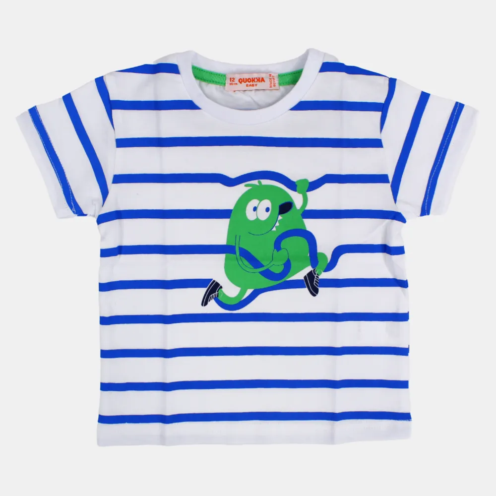 Baby Boys Baumwoll-Streifen T-Shirt mit kurzen Ärmeln und lustigem Design