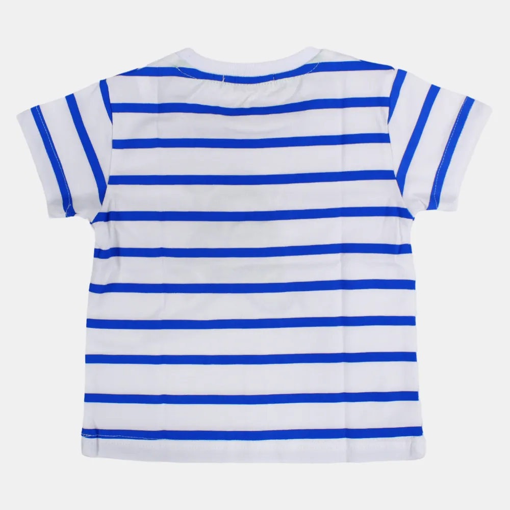 Baby Boys Baumwoll-Streifen T-Shirt mit kurzen Ärmeln und lustigem Design