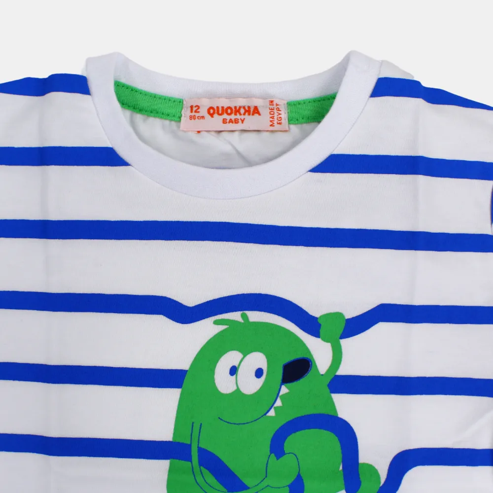Baby Boys Baumwoll-Streifen T-Shirt mit kurzen Ärmeln und lustigem Design