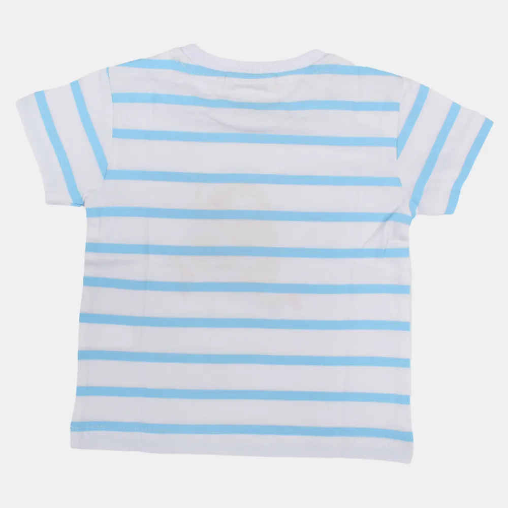 Baby Boys Baumwoll-Streifen T-Shirt mit kurzen Ärmeln und lustigem Design