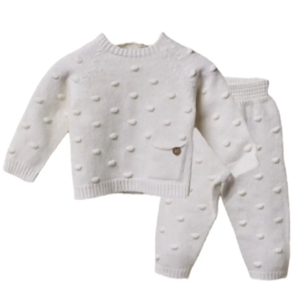 Baby Boys Cremefarbenes Strick-Set