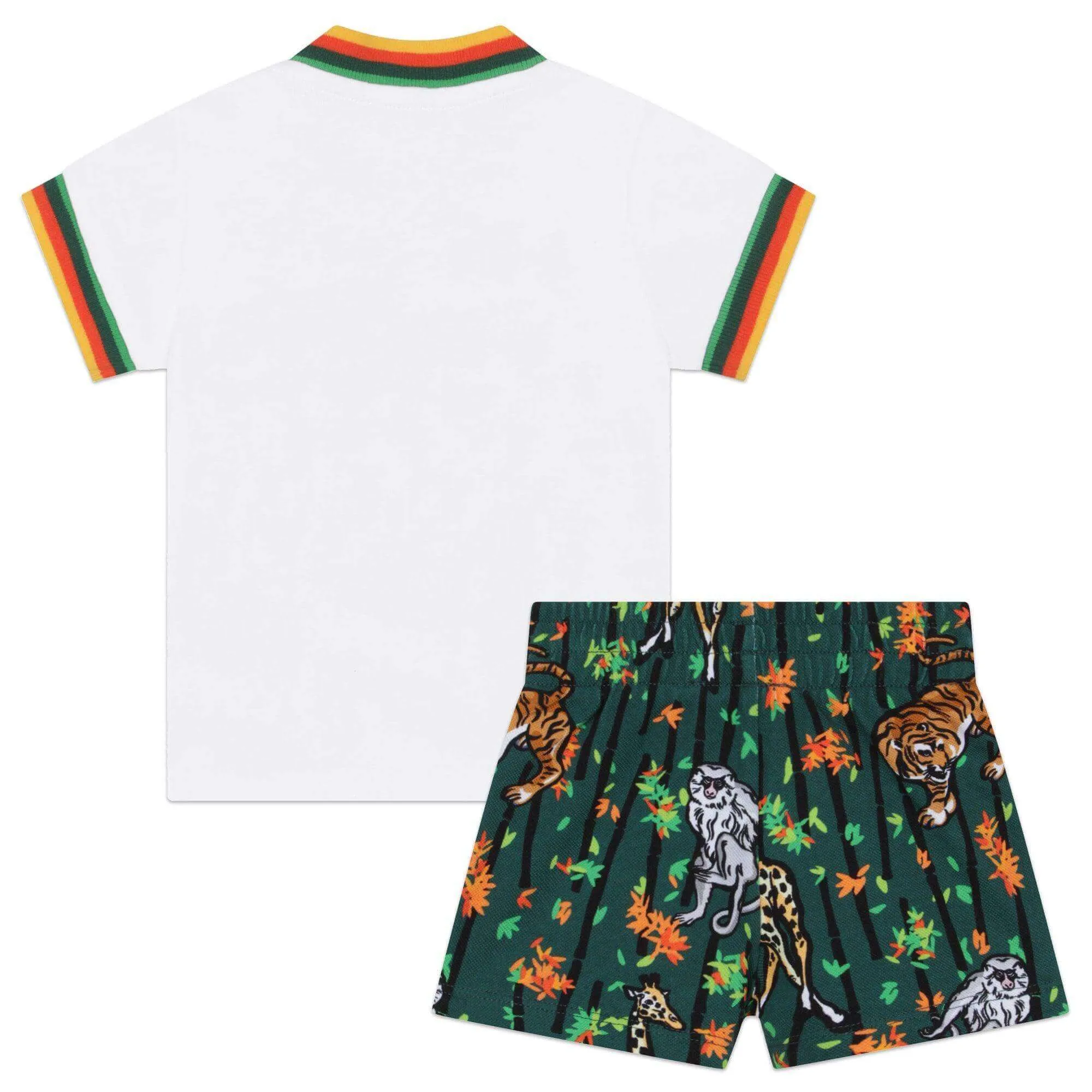 Grün-weißer Baumwoll-Bambus-Tiger-Kurzarmbody für Babyjungen