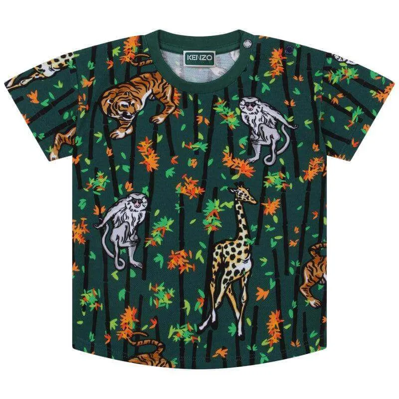 Baby Jungen Grünes Baumwoll-Bambus Tiger T-Shirt
