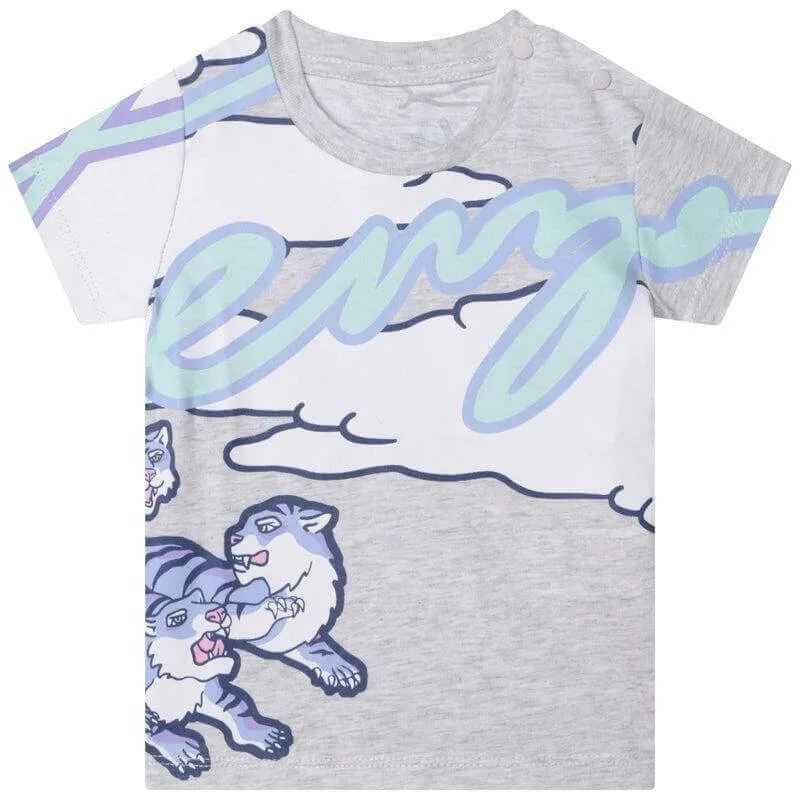 Graues Baumwoll-Logo T-Shirt für Babyjungen