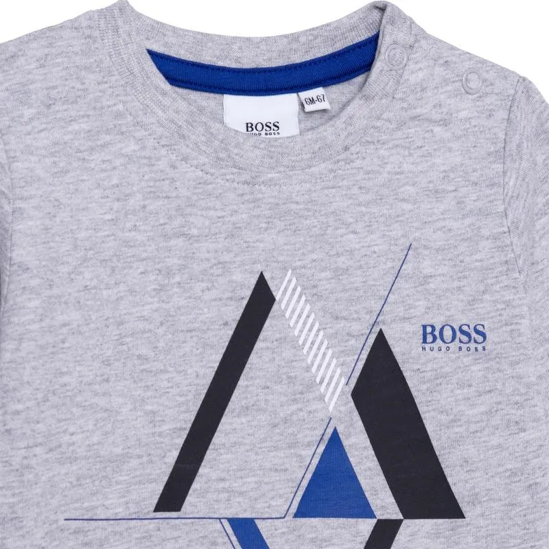 Graues Dreieck Langarm-T-Shirt für Babyjungen