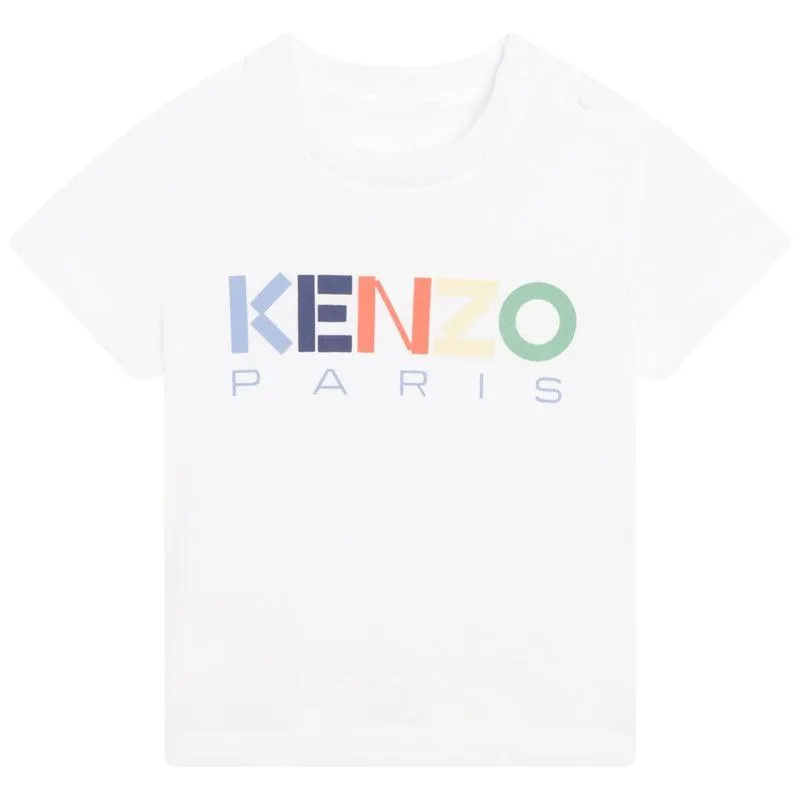 Weiße Baumwoll-Logo-T-Shirts für Babyjungen
