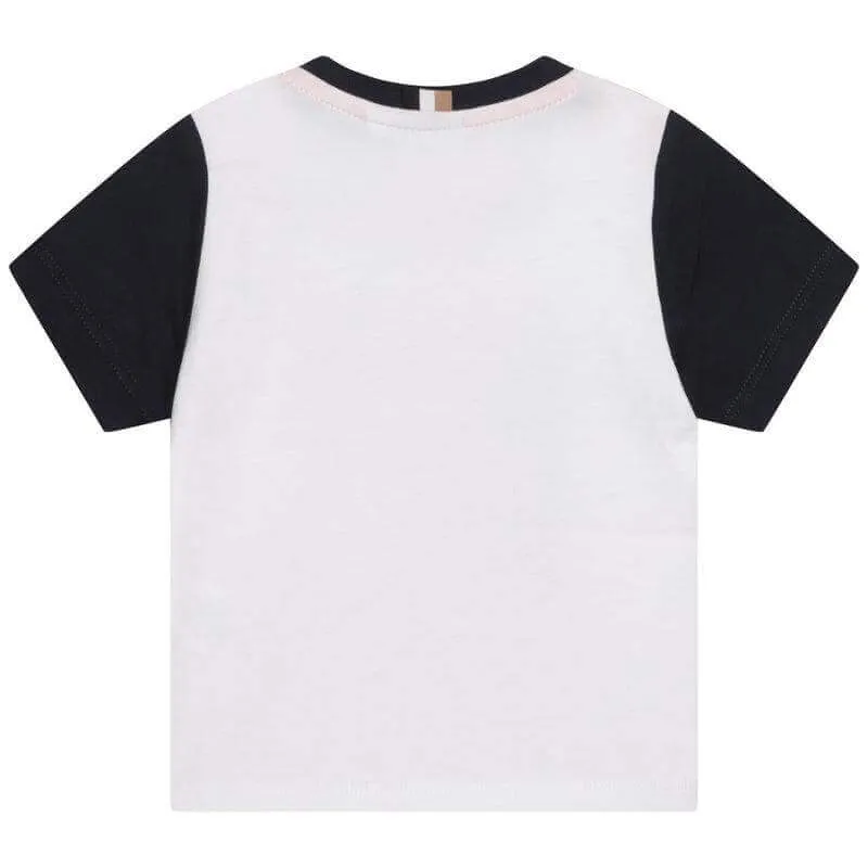 Weißes Baumwoll-T-Shirt mit kurzen Ärmeln für Babyjungen