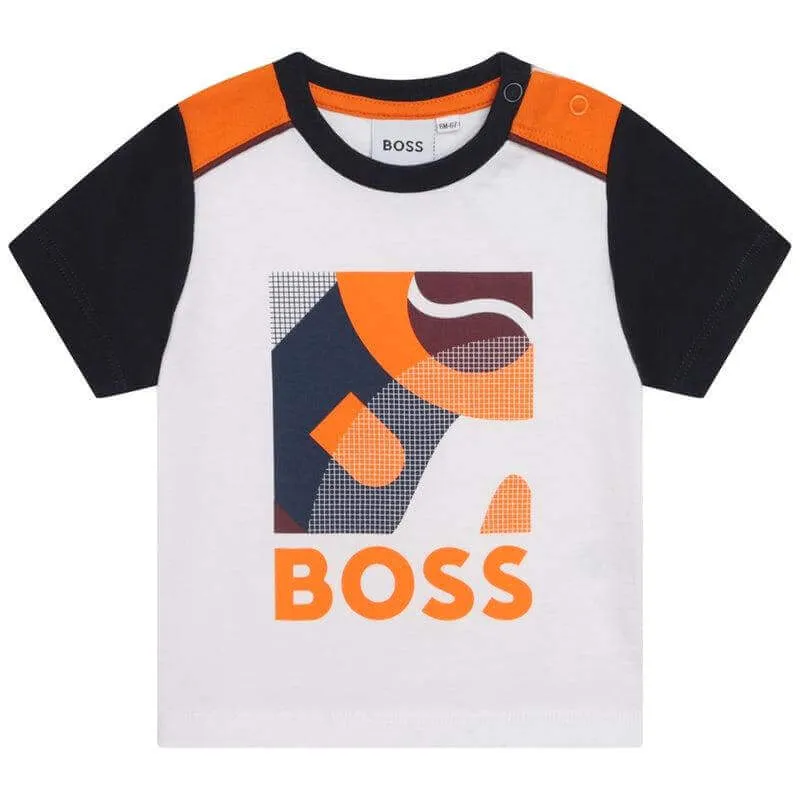 Weißes Baumwoll-T-Shirt mit kurzen Ärmeln für Babyjungen