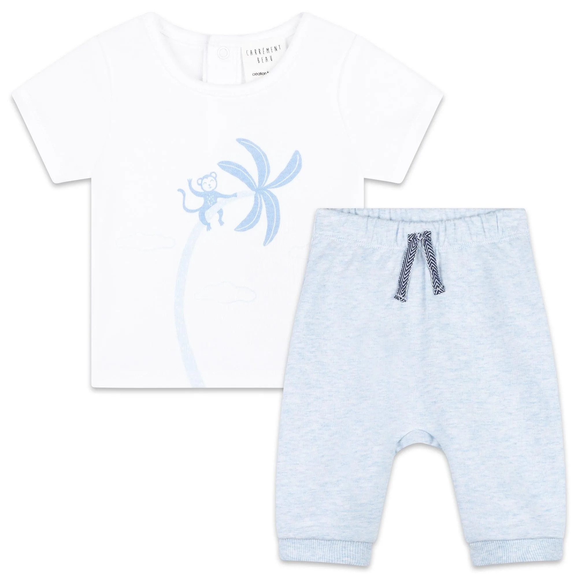 Weißes T-Shirt   Joggerhose für Babyjungen