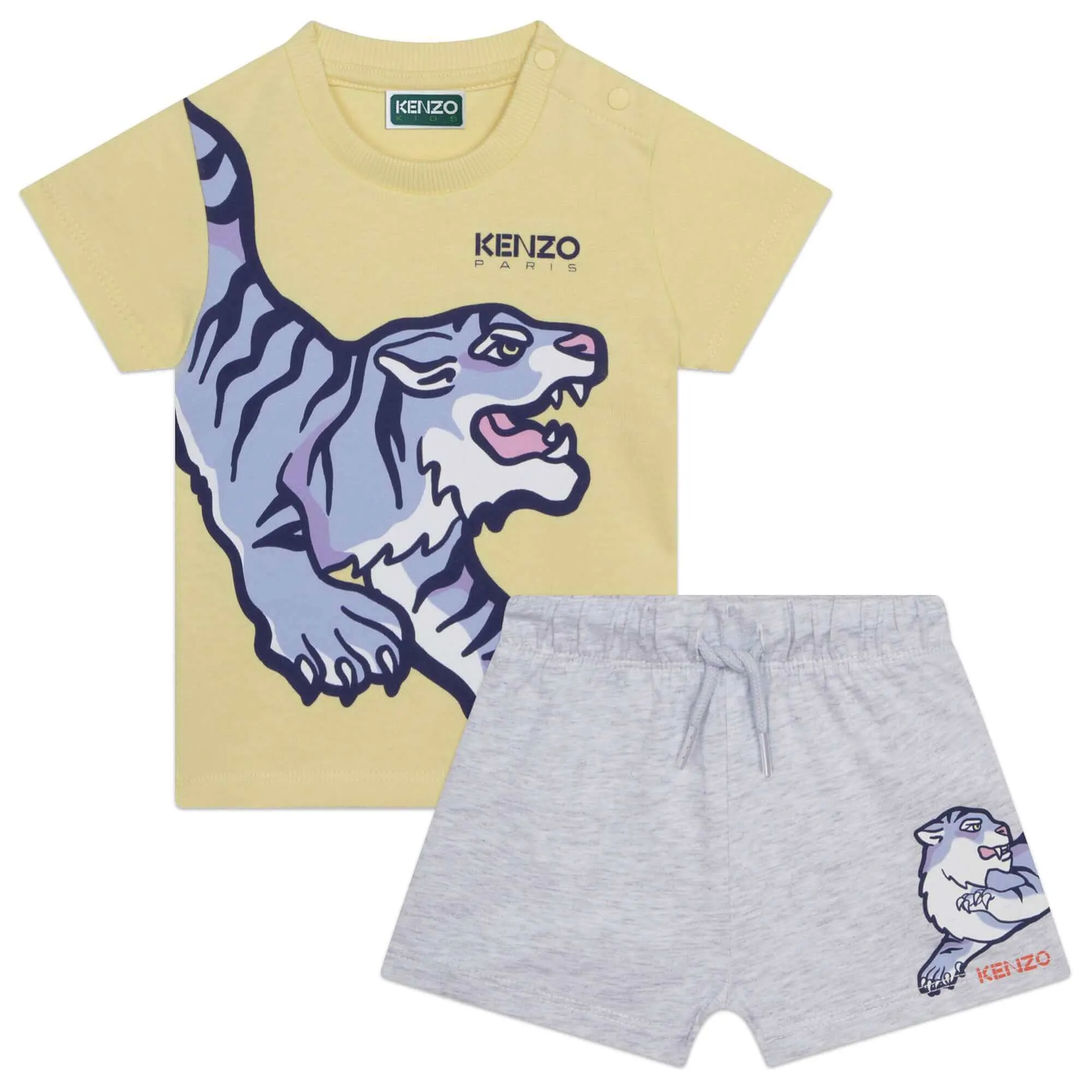 Gelb-graues Tiger-Kurzarmbodyset für Babyjungen