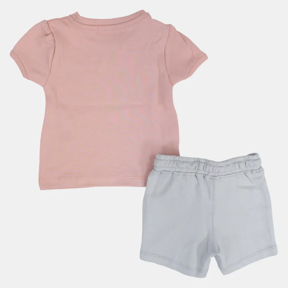 Baby Girls Baumwoll-Pyjama-Set – Staubiges Rosa mit einem Hasen & „Magie ist real“ Aufdruck