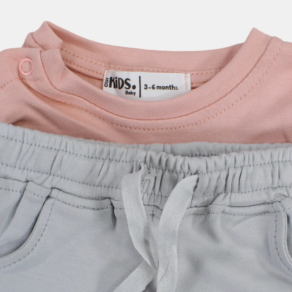 Baby Girls Baumwoll-Pyjama-Set – Staubiges Rosa mit einem Hasen & „Magie ist real“ Aufdruck